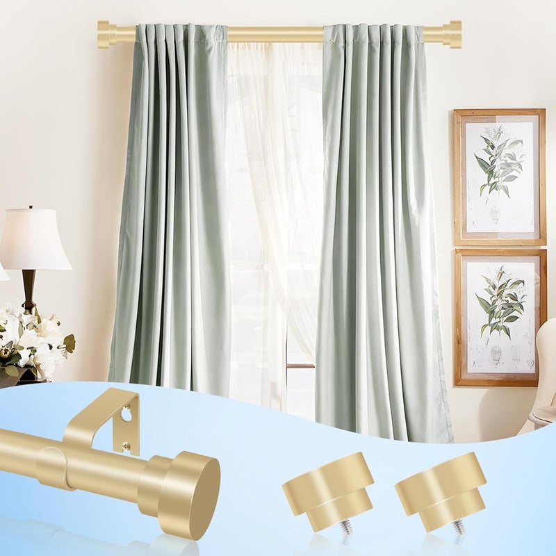 hei! dear 2 Pack Gold Curtain Rods for Windows 28 to 48 Inch (1.5-5ft), 1” Diameter Heavy Duty Curtain Rod, Adjustable Rods, Modern Decorative Drapery Rod, Brass Gold,30"-58" - Image 4